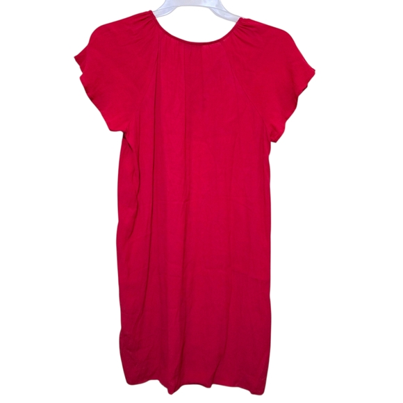 Madewell Red Short Flutter Sleeve Mini Dress Women's Size S Lace-Up V Neck - Picture 2 of 5